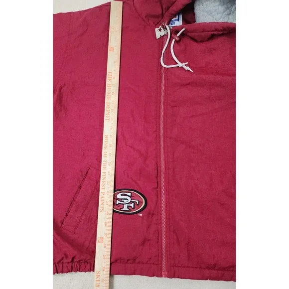 Vintage San Francisco 49ers Pro Line Starter Jacket Hooded NFL L Red Nylon Lined